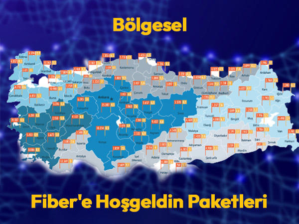 Bölgesel Teklifler (İlçelere Özel) Fiber'e Hoşgeldin Kampanyası 25, 50, 100, 200, 500, 1000 Mbps Hız Seçenekleriyle